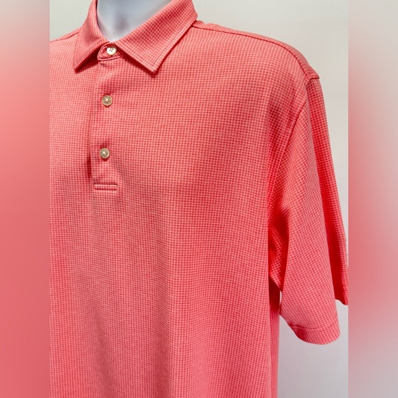 FOOTJOY Men's Coral/Pink grid pattern golf Polo shirt size L - Picture 11 of 12